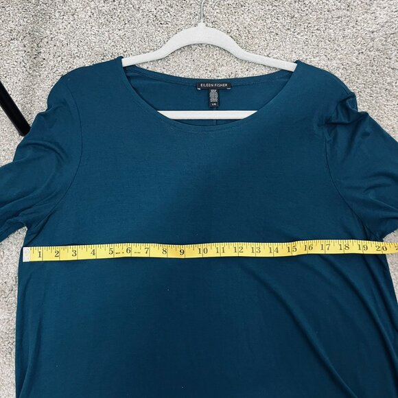 Eileen Fisher Dark Teal Scoop Neck Knit Viscose & Spandex Blend Tunic Top Sz. L - Picture 7 of 8